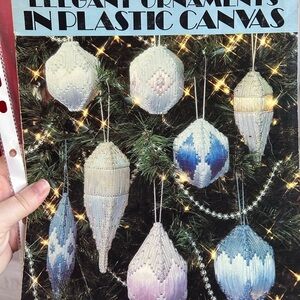 5/$25 Elegant Ornaments Plastic Canvas - Blue and White Christmas ornaments 🎄